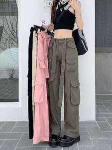 Nouveau Style Street Wear Low Draw Cord Taille Pantalon Baggy Cargo Parachute Pantalon Casual Femmes Pantalon - Product Image 5