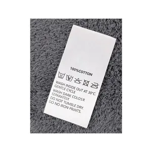 निर्माता परिधान उपयोग सफेद पॉलिएस्टर साटन रिबन धो देखभाल कपड़ों के लिए मुद्रित लेबल