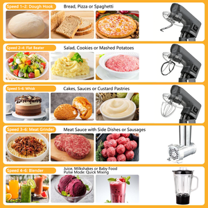 Mixeur Alimentaire à Impulsions 6 Vitesses 1800W 7L avec Bol en Acier à Poignée Unique, Faible <span class=keywords><strong>Bruit</strong></span>, Hachoir à Viande Russe, Gobelet à Jus, Prise CE VDE - Product Image 4