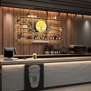 New Wall-mounted Wine Rack Bar Display Cabinet LED Lighted Wine Storage Shelf for Restaurant Billiard <strong>Hall</strong> - Product Image 4