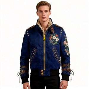 Vente en gros directe d'usine 2026 OEM Veste bomber en denim réversible personnalisée pour homme, doublée en polaire, imperméable, streetwear d'hiver - Product Image 2