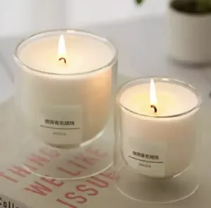 Fatti a mano soffiato candela profumata <span class=keywords><strong>doppia</strong></span> parete di lusso barattolo di <span class=keywords><strong>vetro</strong></span> borosilicato portacandele per candela con coperchio per la decorazione domestica - Product Image 2
