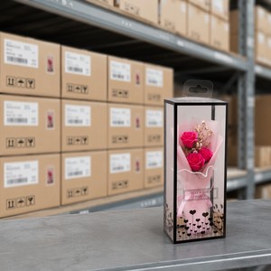 Boîte transparente, mini bouquet de roses artificielles préservées, fleurs séchées Baby Breath, cadeau de mariage ou de la Saint-Valentin, vente en gros - Product Image 6
