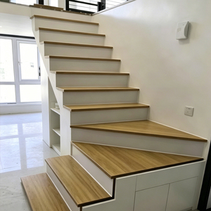Proveedor de Peldaños de Madera Sólida, Ecológicos y Duraderos, con Borde Decorativo para Renovación de Escaleras Interiores - Product Image 1