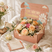 Boîte à fleurs séchées pliante personnalisée élégante sur mesure, boîte en carton ondulé Kraft Caja De Regalo avec logo, emballage