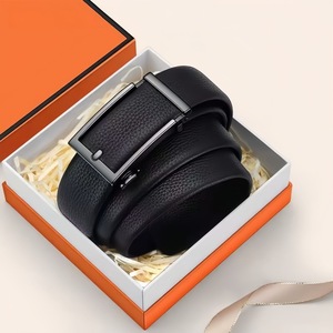 Cinturón de Cuero Genuino para <span class=keywords><strong>Hombre</strong></span>, Diseño de Lichee de Lujo, Cinturón de <span class=keywords><strong>Piel</strong></span> de Vacuno Auténtica, Estilo Casual de Negocios, Cinturones con Hebilla Automática, Venta al Por Mayor - Product Image 3
