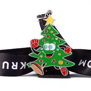 Médailles personnalisées en alliage de zinc avec logo émaillé, médailles sportives, médailles de course personnalisées en 3D avec motif d'arbre de Noël - Product Image 2