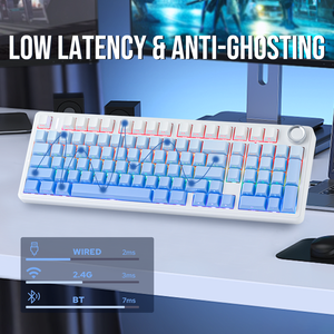 Oem & <span class=keywords><strong>ODM</strong></span> epomaker x Aula F99 Pro 96% đệm gắn ba chế độ bàn phím cơ khí với núm Aula F99 bàn phím - Product Image 5