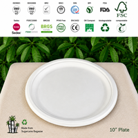 Plateau jetable écologique en pulpe de bagasse de 10 pouces, biodégradable et compostable, pour la restauration