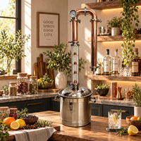 Colonne de Distillation d'Alcool en Acier Inoxydable et Cuivre Rouge de Haute Qualité 30L pour Usage Domestique, Équipement de Distillation de Whisky et de Liqueurs