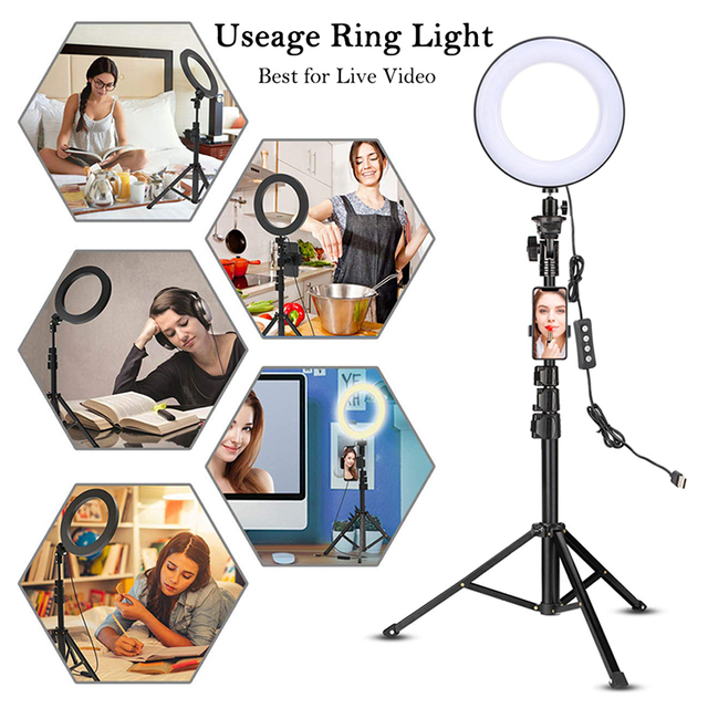 Forfeel Beauty 10 Inch Tiktok Photographic Selfie Led Ring Light With Tripod Stand for Live Stream Makeup Youtube Video