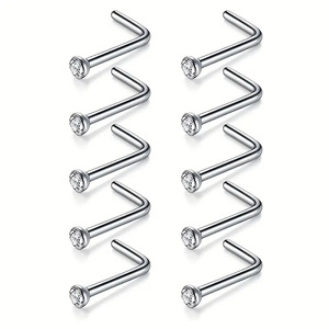 Thép không gỉ đồ trang sức CZ mũi thép <span class=keywords><strong>Stud</strong></span> Nhẫn 40/60 cái Hộp Mũi piercing cơ thể đồ trang sức - Product Image 4