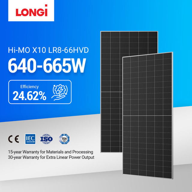 Longi Dual-lass Mono Solar Panel 650w 650 w 660w 640 w HPBC Solar Bifacial Panel
