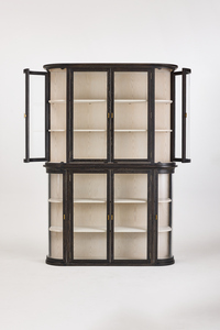 Tủ trưng bày kính tối giản hiện đại Bắc Âu, tủ trưng bày gỗ sồi đen, thích hợp sử dụng trong phòng khách - Product Image 2