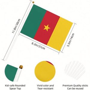 Manufacturer Direct Polyester Cameroon Cameroonian Small Hand Fly Waving Stick <b>Flag</b> 5.5x8.2in for Campaign Decorations - Product Image 4