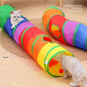 Productos para mascotas 50*25 cm plegable Arco Iris gato túnel conjunto canal venta al por mayor gato juguetes interactivos tubo túnel para gatos de interior - Product Image 6