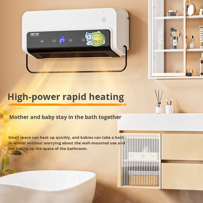 Smart Wall-Mounted Heater with Timer for Home Use No-Drill Bathroom & Bedroom Quick Heating Fan