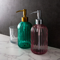 Envase Cosmético de Vidrio Esmerilado Color Verde Oscuro de Lujo, Dispensador de Champú de Vidrio Ámbar para Champú y Acondicionador