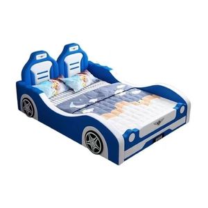 <span class=keywords><strong>Letto</strong></span> per Bambini Minimalista in Legno Massello a Forma di Auto da Corsa con Rivestimento in Pelle PU e Vano Portaoggetti, <span class=keywords><strong>Letto</strong></span> <span class=keywords><strong>Matrimoniale</strong></span> di Lusso per Ragazzi con Luci e Suoni - Product Image 6