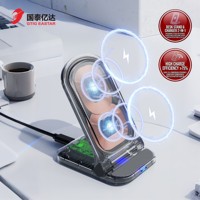 Chargeur sans fil magnétique pliable OTP 15W ignifuge avec charge rapide pour tablette, sortie 5V/3A et entrée 9V/2A