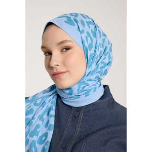 Bufanda Pure Tone con Estampado de Leopardo en Azul Bebé, Larga, 100% Poliéster, Impresión Digital - Product Image 1