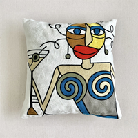 Housse de coussin brodée avec des peintures célèbres du monde entier, Picasso, taie d'oreiller à une face, décoration de la maison, canapé, voiture, housse de coussin décorative