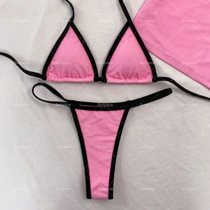 Micro Bikini 3D con Logotipo Personalizado, Conjunto de 3 Piezas, Talla XXL, Sexy, Mini Tanga, Traje de Baño Deportivo, Bra Triangular Estampado para Mujer - Product Image 3