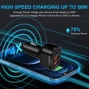 <b>Car</b> Charger Dual QC3.0 PD20W Fast Charging 65W Output Black - Product Image 4