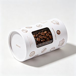 Boîte cylindrique en kraft durable avec fenêtre de visualisation, logo personnalisé pour l'emballage quotidien des grains de café et la protection contre l'humidité - Product Image 6