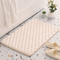 Tapis de douche de salle de bain en polyester géométrique moderne antidérapant à poils longs super absorbant l'eau antidérapant en nid d'abeille touffeté