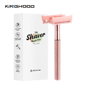 Customized Logo Men Shaving Adjustable Classic Twist Safety Rose Gold Butterfly Open Double Edge Razor