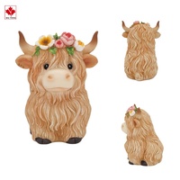 Highland vache Gnome résine Statue marron petit troupeau de vaches pour printemps été jardin ornement Cottage cadeau plateau statuette à plusieurs niveaux