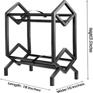 Cross Border Wrought Iron Double Layer <b>CD</b> Rack Industrial Design Freestanding Metal Revolving Bookshelf Magazine Holder Black - Product Image 4