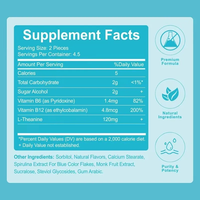 Comprimés de L-Théanine en gros avec Vitamines B6 et B12, Bonbons à la Menthe, Complément Énergétique, Soutien Énergie et Concentration, Menthes Sans Sucre