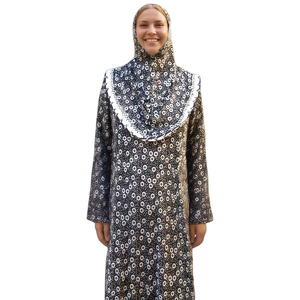 เดรสแม็กซี่แขนยาวของผู้หญิง abaya เสื้อผ้าอิสลามลายจุดสไตล์ตะวันออกกลางระบายอากาศโพลีเอสเตอร์ทรงหลวมพอดีตัว - Product Image 1