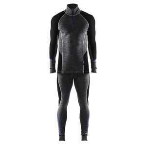 BLAKLADER - 489917329699L Ropa interior Top con cuello y cremallera WARM 100% Merino Gris medio/Negro-EAN 7330509423578 ROPA INTERIOR TÉRMICA - Product Image 3