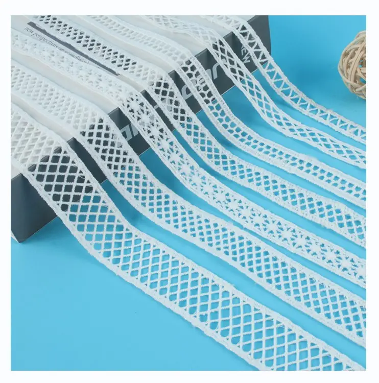 Milk silk lace small bar code water soluble lace trims hollow embroidery insertion lace trimming for clothing textile