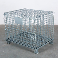 Jigong Cage de stockage pliable et portable en treillis métallique galvanisé, conteneur pour entrepôt et équipement de stockage de marchandises