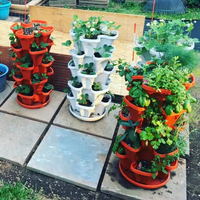 Ensemble de jardinières empilables de nouvelle conception, tour de jardin en plastique imitant la terre cuite pour une utilisation en extérieur, pot à fraises