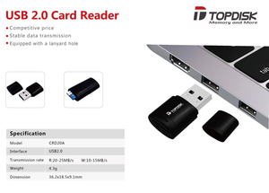 Topdisk Mới Đến Tốc Độ Cao <span class=keywords><strong>Mini</strong></span> SD Đầu Đọc Thẻ USB 2.0 Bộ Chuyển Đổi Bộ Nhớ SD Đầu Đọc Thẻ Với Nắp - Product Image 6