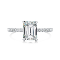 Dylam Top Jewelry Supplier S925 Silver 5A CZ Eternity Band 2.0ct D Color VVs1 Emerald Cut Moissanite Main Stone Engagement Rings