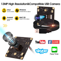 Módulo de Cámara USB Mini ELP de 13 Megapíxeles con Autoenfoque y Micrófono para PC, Transmisión en Vivo y Escaneo de Documentos