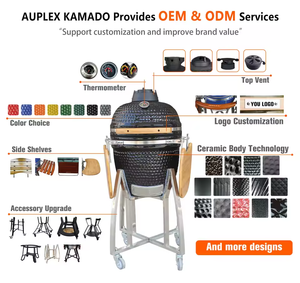 SIXI <span class=keywords><strong>Mini</strong></span> gril à charbon de bois <span class=keywords><strong>Kamado</strong></span> en céramique de 13 pouces avec allumage électronique en acier inoxydable-Camping et utilisation en plein air - Product Image 2