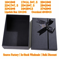 Grande boîte cadeau noire mate avec nœud en ruban de satin, boîte d'emballage rigide vide pour cadeau d'anniversaire, vente en gros