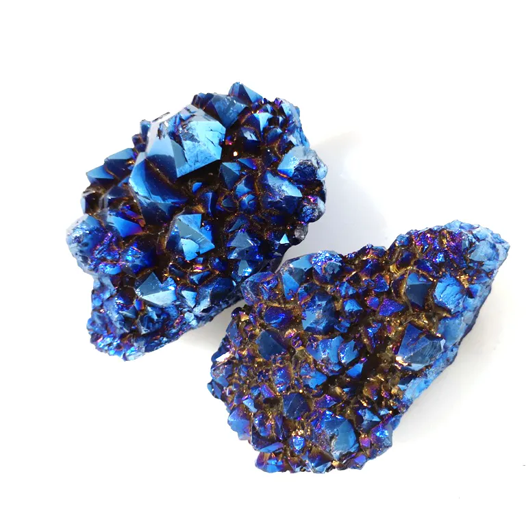 Groothandel Blauw Titanium Vlam Aura Fume Plated Cluster Blauwe Vlam Aura Quartz Crystal Cluster