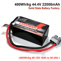 Batterie Lipo pour drone FPV UAV haute densité de puissance 44,4V semi-solide 400Wh/Kg 450Wh/Kg 22000mAh 22AH avec connecteur XT60 / XT90 QS9L