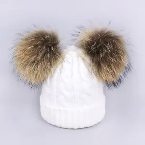 2024 individuelles logo wintermützen gestrickt beanie abnehmbare pom dicke frauen bubble hat pelz ball pom pom kappen acryl winter beanie hut