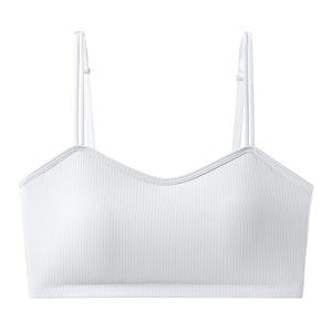 2024 femmes grande taille Latex poitrine Pad Camisole été glace soie sous-vêtements soutien-gorge haut avec courte longueur pour filles potelées - Product Image 6