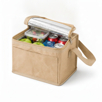 Sac isotherme en papier kraft avec fermeture éclair, poche avant et bandoulière pour pique-nique, plage, voyage, travail