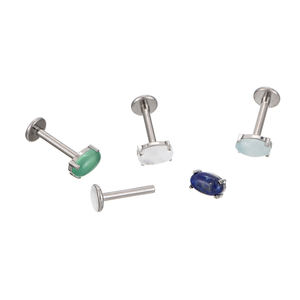 Fuxuan ASTM F136 Titane Prong Set Pierre Naturelle 16G Filetage Interne Corps Piercing Bijoux Labret Helix Boucle D'oreille - Product Image 2